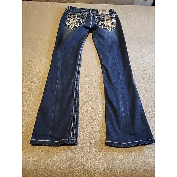 Miss Me Womens Signature Boot Jeans Size 27x31 Western Embellished Heavy Stitch - Picture 8 of 14